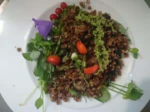 ajdova kaša z divjimi rastlinami