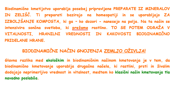 razlika med biodinamičnim in ekološkim kmetijstvom